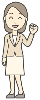 カジュアルスーツ女性-438-全身 ガッツポーズ,会社員,女性,スーツ,ビジネス,仕事,ol,人,大人,ビジネスウーマンのイラスト素材