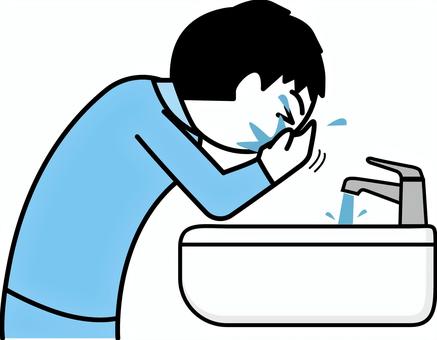洗顔男性 洗顔,朝,洗う,習慣,洗面台,洗面所,水道,生活,デフォルメ,男性のイラスト素材