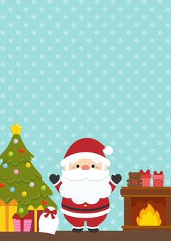 サンタクロースとクリスマスツリーと暖炉 クリスマス,クリスマスツリー,サンタクロース,プレゼント,サンタ,背景,フレーム,冬,12月,枠のイラスト素材