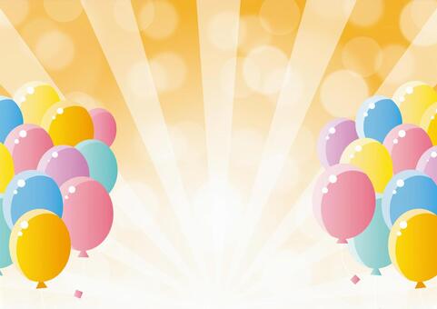 カラフルな風船とポップな集中線 集中線,光,玉ボケ,風船,ポップ,カラフル,背景のイラスト素材