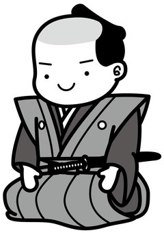 侍裃正座2-2c 侍裃正座2-2c 侍,武士,裃,正座,正装,刀,座る,着物,袴,江戸のイラスト素材