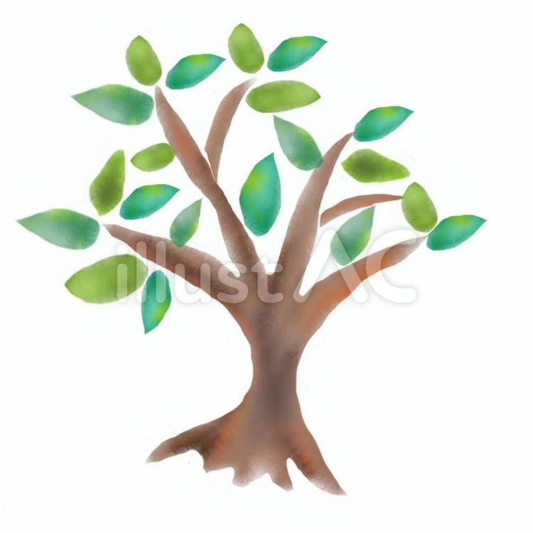 木の手描き無料イラスト 木,手描き,緑のイラスト素材