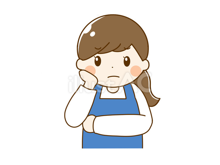 困った表情をするエプロン姿の女性 人,人物,女性のイラスト素材