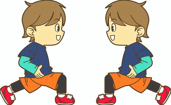 アキレス腱ストレッチをする男性 トレーニング,ストレッチ,運動,男の子,可愛い,かわいい,ベクター,男性,スポーツ,スポーティのイラスト素材