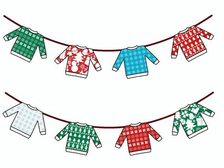 クリスマス柄のセーターのガーランド クリスマス,モチーフ,雪だるまのイラスト素材