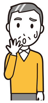 ニット中年男性(黄)-329-バスト  ニット中年男性(黄)-329-バスト 困る,おじさん,男性,中年,お父さん,パパ,シニア,ミドルエイジ,人物,かわいいのイラスト素材