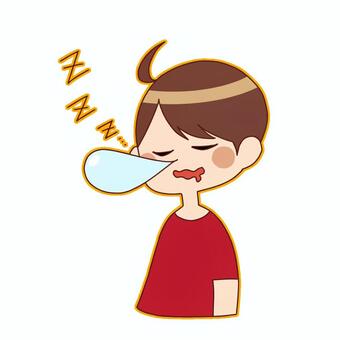 寝ている人 睡眠,男の子,眠気,すやすや,鼻水のイラスト素材