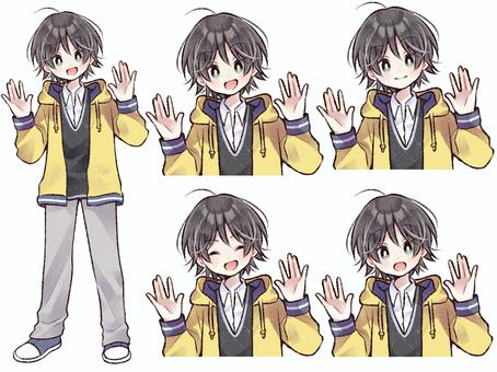制服姿の男の子の立ち絵と表情セット C 制服姿の男の子の立ち絵と表情セット C 男の子,男性,人物,立ち絵,制服,全身,バストアップ,上半身,表情,セットのイラスト素材