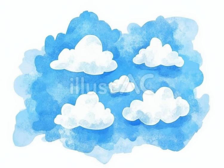 絵本に出てきそうな可愛らしい夏の雲 雲,白,空のイラスト素材