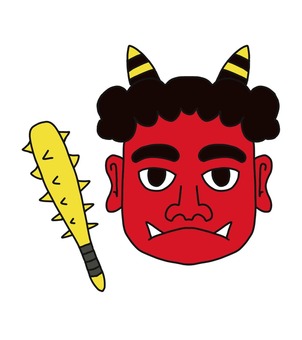 鬼＆こん棒 冬,節分,鬼,こん棒,デフォルメのイラスト素材