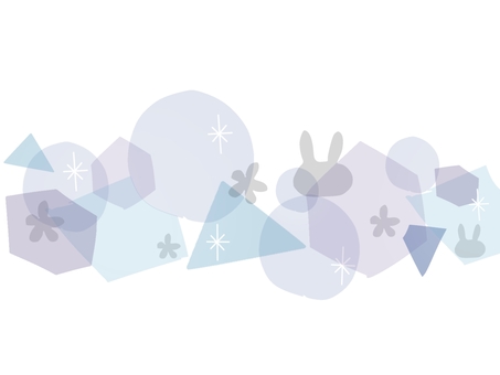 blueうさぎ うさぎ,青,紫,丸,三角,四角,花,淡い,幾何学模様,くすみのイラスト素材