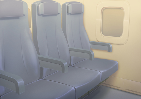飛行機の座席風　背景イラスト04 座席,機内,内装,窓際,リアル,旅行,飛行機,背景,風景,乗り物のイラスト素材