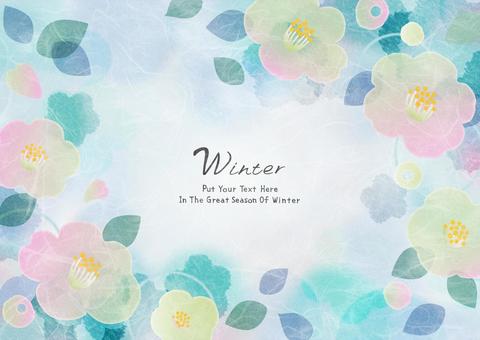 新春の椿のフレーム017 新春の椿のフレーム017 つばき,フレーム,新春,花,植物,冬,和風,さざんか,お正月,和のイラスト素材