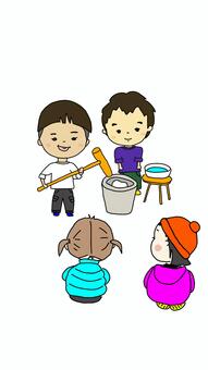 もちつき大会 もちつき,大会,行事,子供,観客のイラスト素材