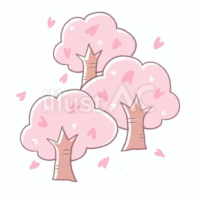 桜並木 桜,シンプル,春のイラスト素材