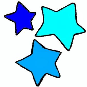 青い星３つ 星,青,三つ星,アイコン,手描き,ゆるいのイラスト素材