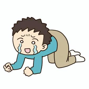 がっかりする人 男性,涙,がっかり,落ち込み,ブルー,沈む,無気力,うつ,くじける,しょんぼりのイラスト素材