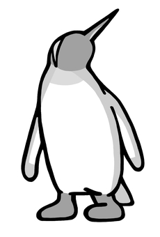 何かに気付くキングペンギン　グレー キングペンギン,オウサマペンギン,ペンギン,鳥,水族館,1羽,立つ,白,黒,グレーのイラスト素材