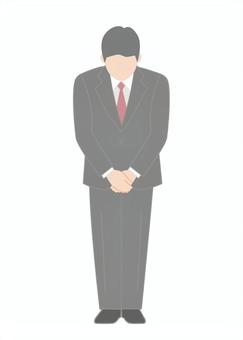 お辞儀するグレーのスーツの男性1 人,お辞儀,全身,挨拶,スーツ,営業,サラリーマン,会社員,1人,30代のイラスト素材