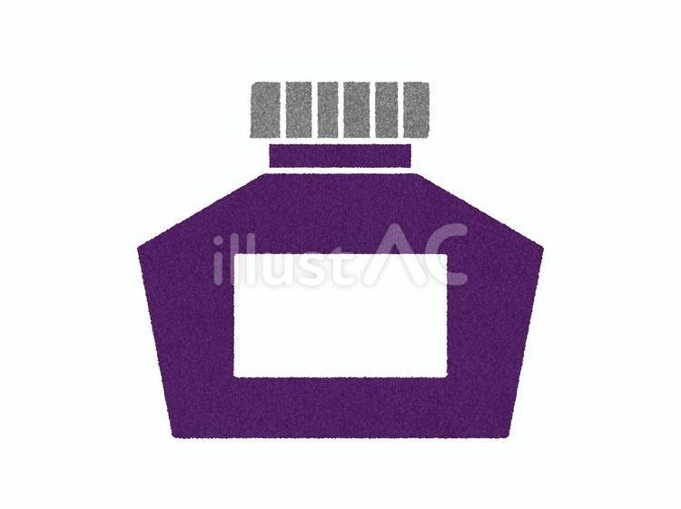 色鉛筆風の文房具　インク　紫 インク,文房具,筆記用具のイラスト素材