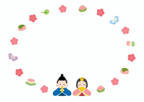 ひなまつりのかわいいフレーム02 春,ひなまつり,フレーム,背景,ひな祭り,花,菱餅,枠,飾り枠,あしらいのイラスト素材