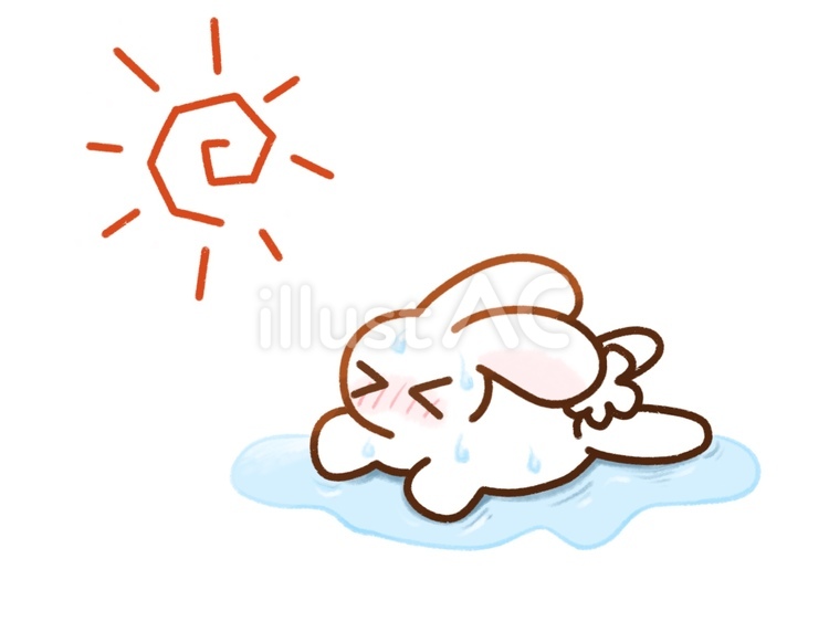 汗だくで倒れるウサギ～線画色あり～ ウサギ,汗だく,気絶のイラスト素材