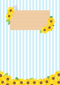 ひまわりの夏フレーム、ストライプ柄背景 ひまわりの夏フレーム、ストライプ柄背景 ひまわり,夏,木目,背景,フレーム,木目調,木目テクスチャ,向日葵,花,ヒマワリのイラスト素材
