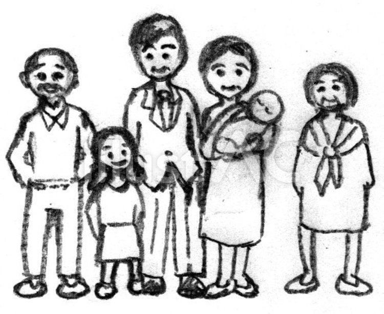 大家族 家族,赤ちゃん,おじいちゃんのイラスト素材