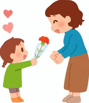 Girl giving carnation to a woman, , JPG and PNG