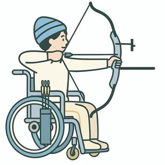 車いすでアーチェリーを行う アーチェリー,弓道,射的,集中力,スポーツ,アスリート,競技,狙う,弓,大会のイラスト素材