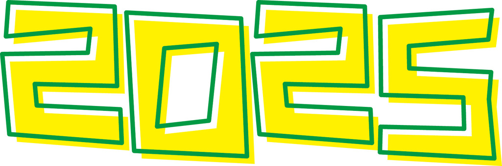 西暦2025ラフ　 西暦,2025,ラフ,文字,表示,カクカク,不規則,変形,黄のイラスト素材