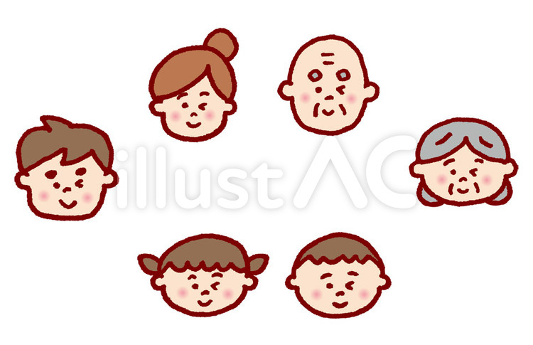 家族　顔　ウインク 顔,人,家族のイラスト素材
