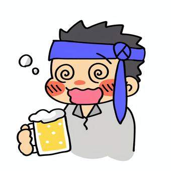 酒に呑まれるサラリーマン お酒,ビール,居酒屋,サラリーマン,会社員,注意喚起,アルコール,酩酊,酔う,飲み会のイラスト素材