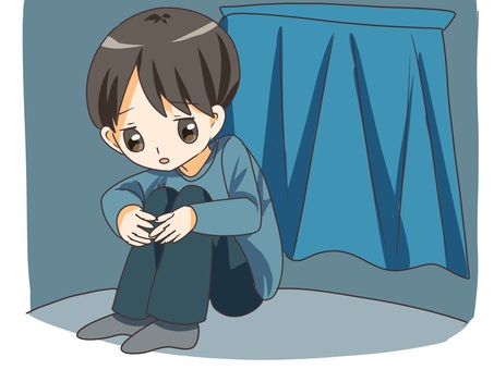 引きこもりの男の子 男の子,ひきこもり,子供,コミック風,人物のイラスト素材