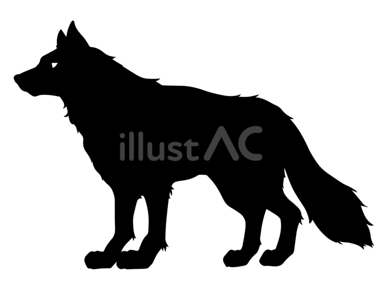 狼の全身のシルエット 動物,狼,オオカミのイラスト素材