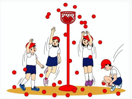 運動会 運動会 玉入れ,運動会,幼稚園のイラスト素材