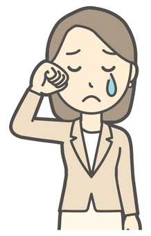 涙をぬぐって泣いているスーツ女性 泣く,会社員,女性,スーツ,ビジネス,仕事,ol,人,大人,ビジネスウーマンのイラスト素材