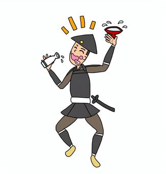 酔う戦国時代の足軽 足軽,侍,武士,鎧武者,戦士,兵士,日本,和風,歴史,日本史のイラスト素材