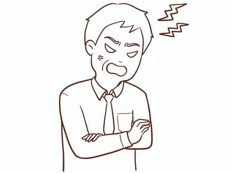 激怒する男性会社員(色なし) 男性,人物,上半身,怒る,キレる,激怒,注意,忠告,クレーム,クレーマーのイラスト素材