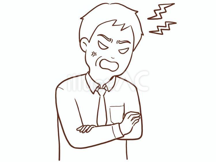 激怒する男性会社員(色なし) 男性,人物,上半身のイラスト素材