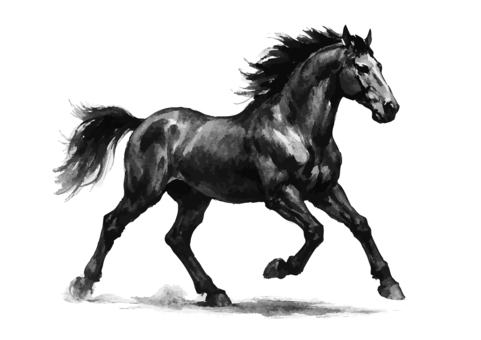 馬の水墨画シルエット年賀状素材 馬,筆絵,水墨画,年賀状,墨絵,賀年,干支,午年,2026,年賀のイラスト素材