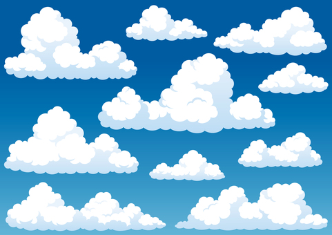 様々な雲_52 雲,イラスト,空,背景,シンプル,天気,青天,青空,夏雲,入道雲のイラスト素材