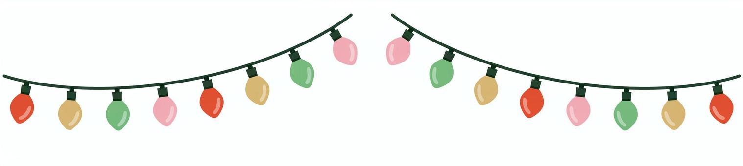 クリスマス／電飾のイラスト飾りライン 電飾,led,ライト,ガーランド,フレーム,飾り罫,枠,飾り枠,装飾,ラインのイラスト素材