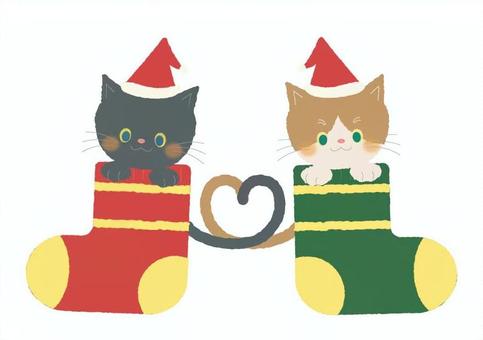 christmas cat メリークリスマス,クリスマス,イベント,merrychristmas,christmas,冬,ネコ,猫,にゃんこ,動物のイラスト素材