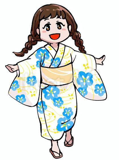浴衣姿の女の子のイラスト