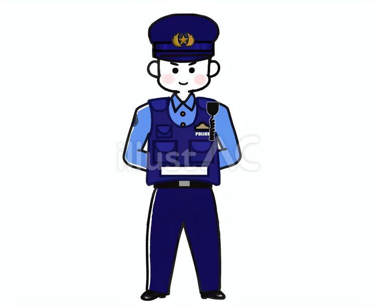 耐刃防護衣を着ている警察官(夏服) 警察官,police,耐刃防護衣のイラスト素材