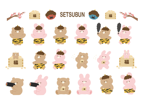 Illustration, bear, rabbit, animal, 