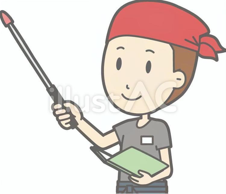 ラーメン屋男-指示棒3左斜-バスト かわいい,男性,保護者のイラスト素材