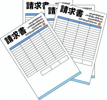 請求書複数 請求書,複数,書類,会社,取引,精算,金額,内訳,デフォルメ,イメージのイラスト素材