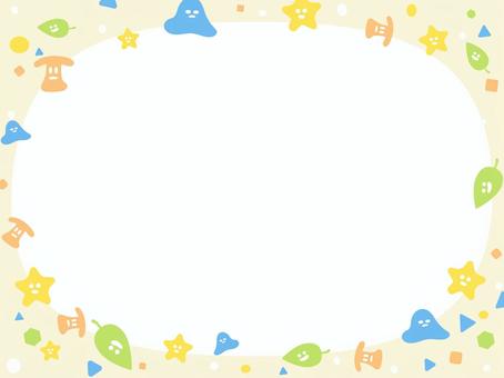 幼児・保育向けカラフル楽しい背景テンプレ ゆるかわ,ゆるキャラ,カラフル,フレーム,背景,枠,パステル,図形,星,さんかくのイラスト素材